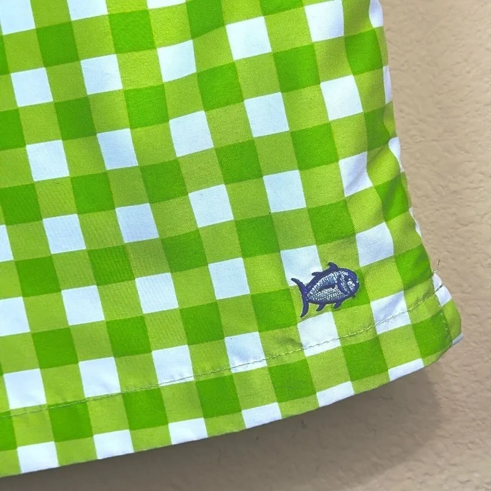 Southern Tide Green Gingham Swim Trunks Checks Size S Coastal Resort Vacation